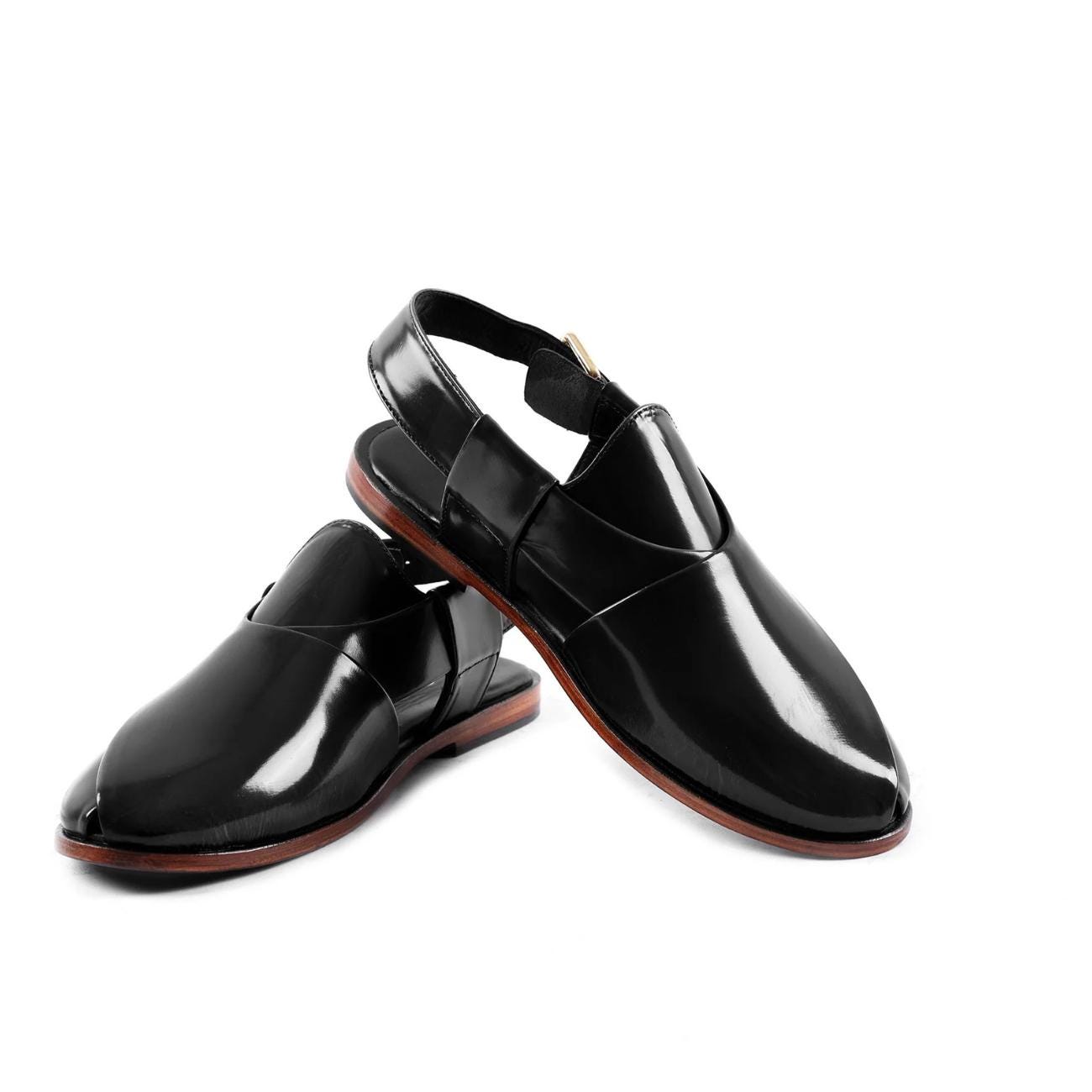 Men's Handmade Black Genuine Leather Peshawari Chappal – Tailor Leather