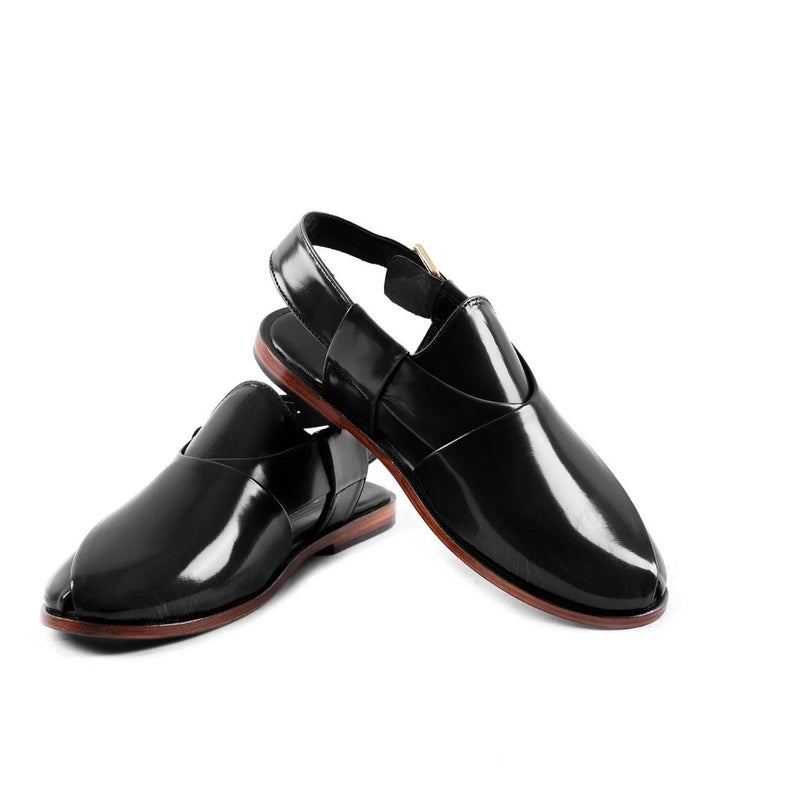 Men's Handmade Black Genuine Leather Peshawari Chappal – Tailor Leather