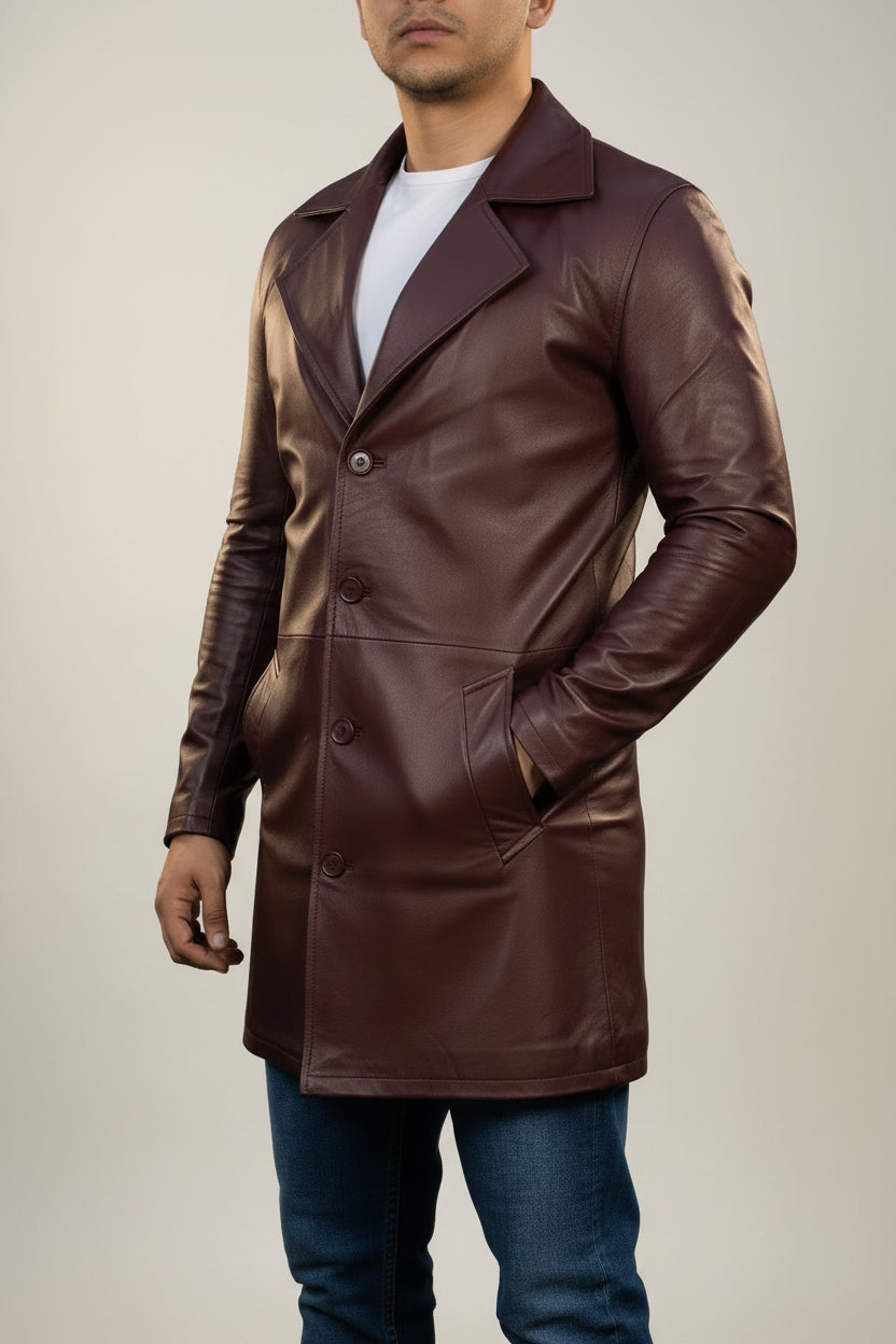 Men's Handmade Leather Black Trench Coat – Tailor Leather