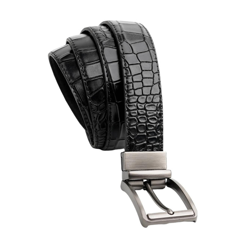 Men's Handmade Reversible Leather Belt – Crocodile Texture – Tailor Leather