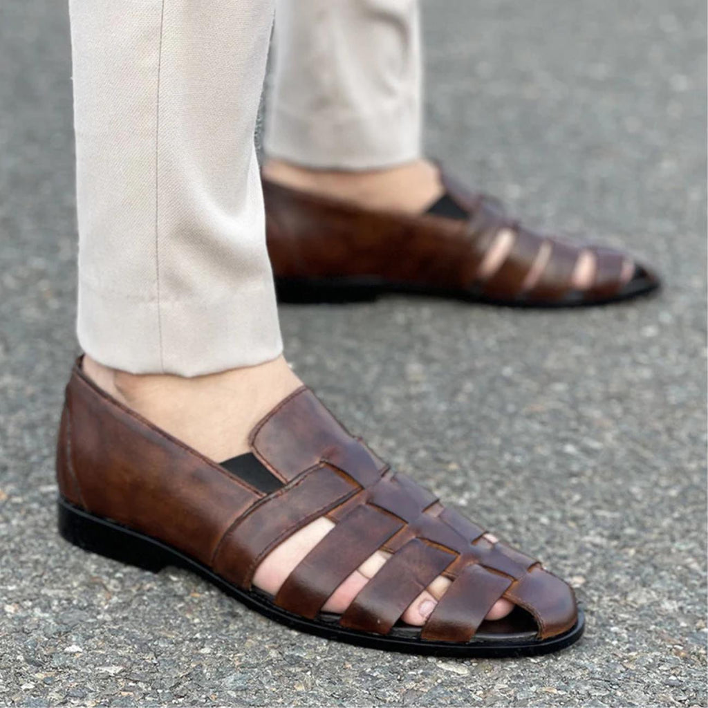 Men's Handmade Brown Genuine Leather Fisherman Sandals – Tailor Leather