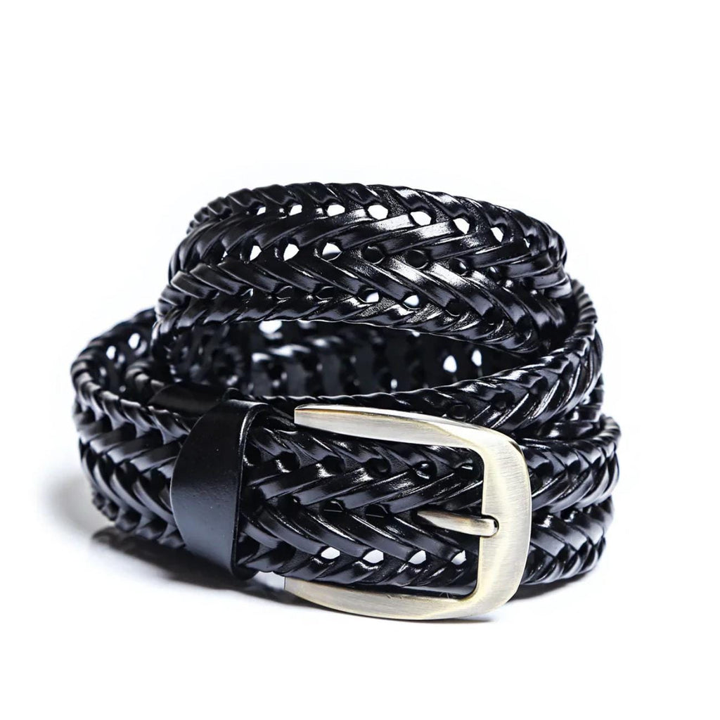 Handmade Braided Leather Belt Set – Black & Brown – Tailor Leather