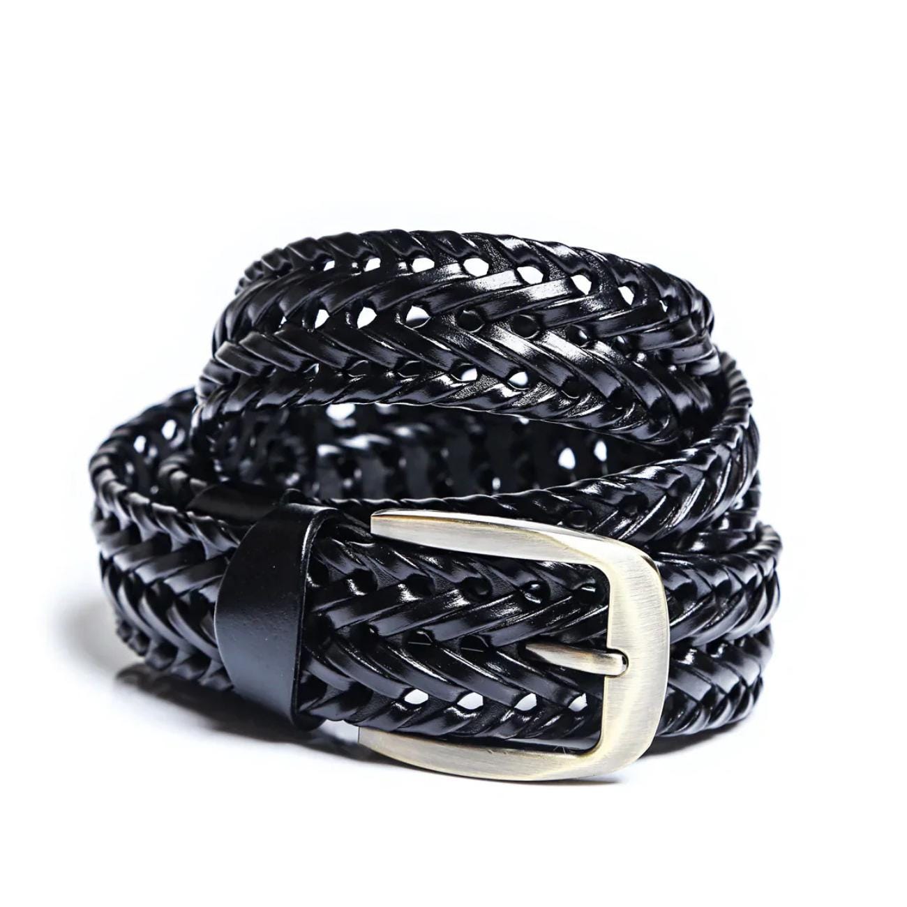 Handmade Braided Leather Belt Set – Black & Brown – Tailor Leather