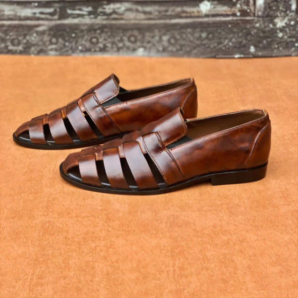 Men's Handmade Brown Genuine Leather Fisherman Sandals – Tailor Leather