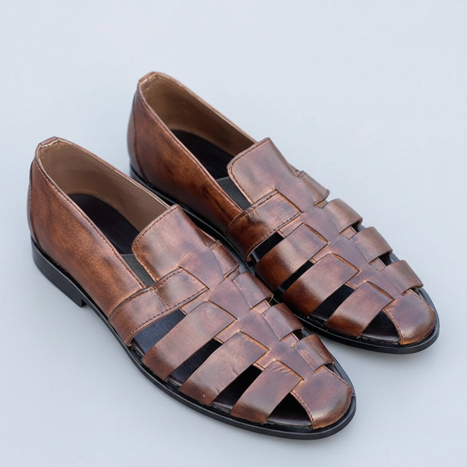 Men's Handmade Brown Genuine Leather Fisherman Sandals – Tailor Leather