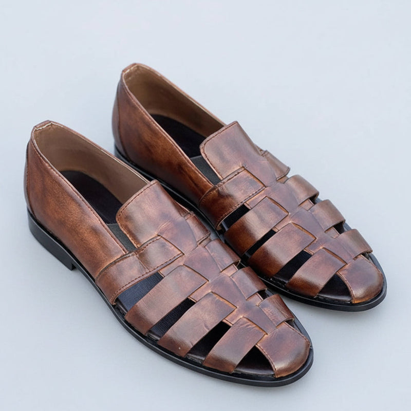 Men's Handmade Brown Genuine Leather Fisherman Sandals – Tailor Leather