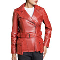 Women's Handmade Lambskin Leather Red Biker Jacket – Tailor Leather