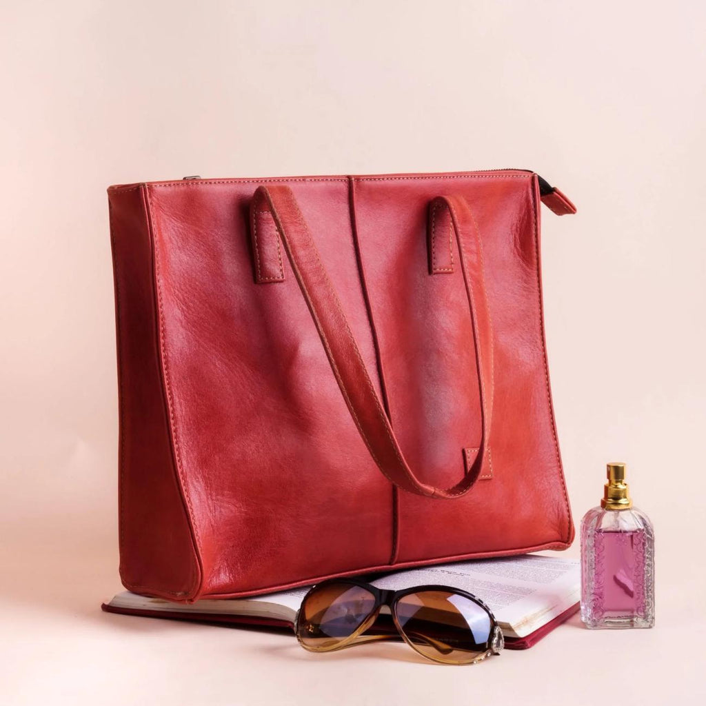 Handmade Tan Brown Leather Tote Bag – Shoulder Handbag – Tailor Leather
