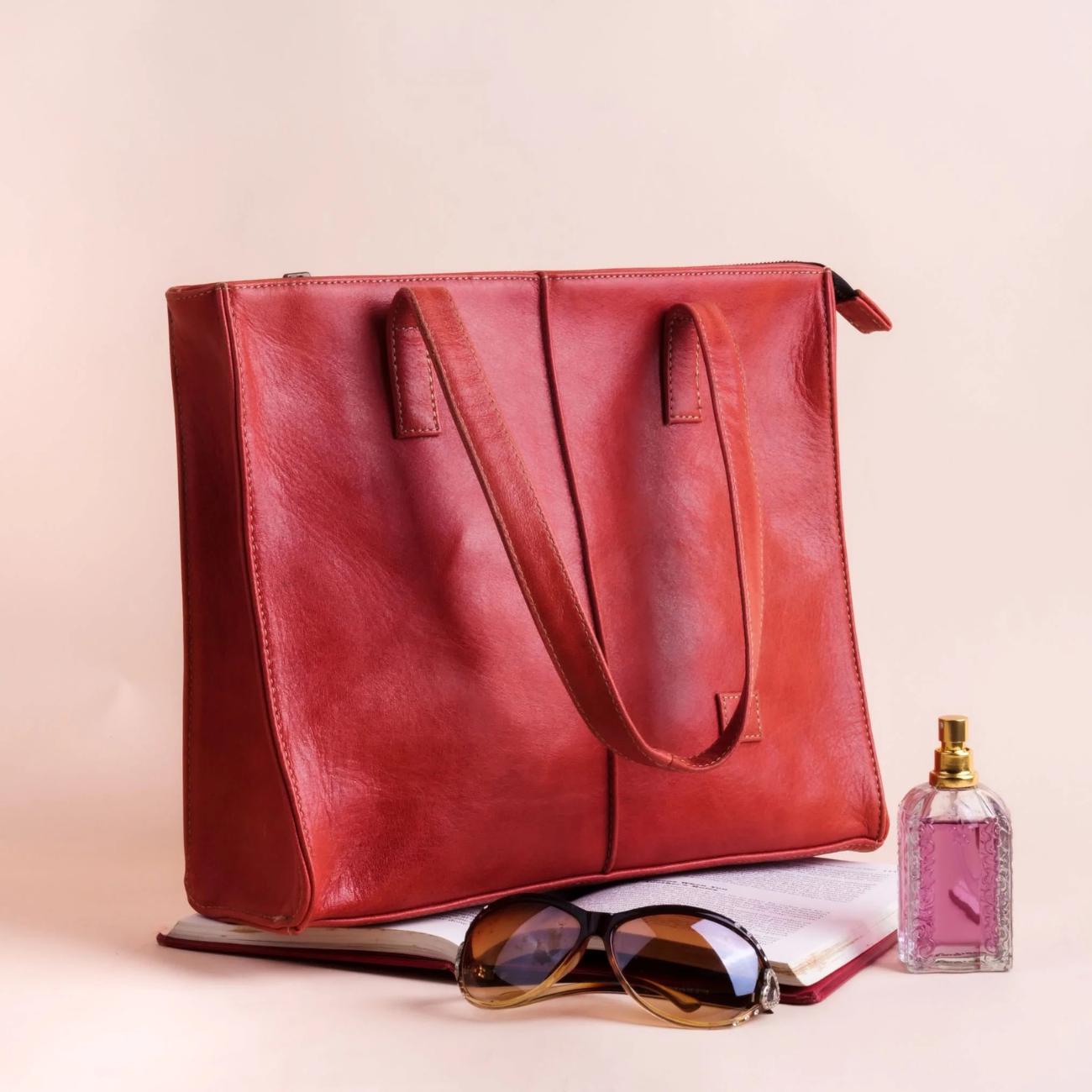 Handmade Tan Brown Leather Tote Bag – Shoulder Handbag – Tailor Leather