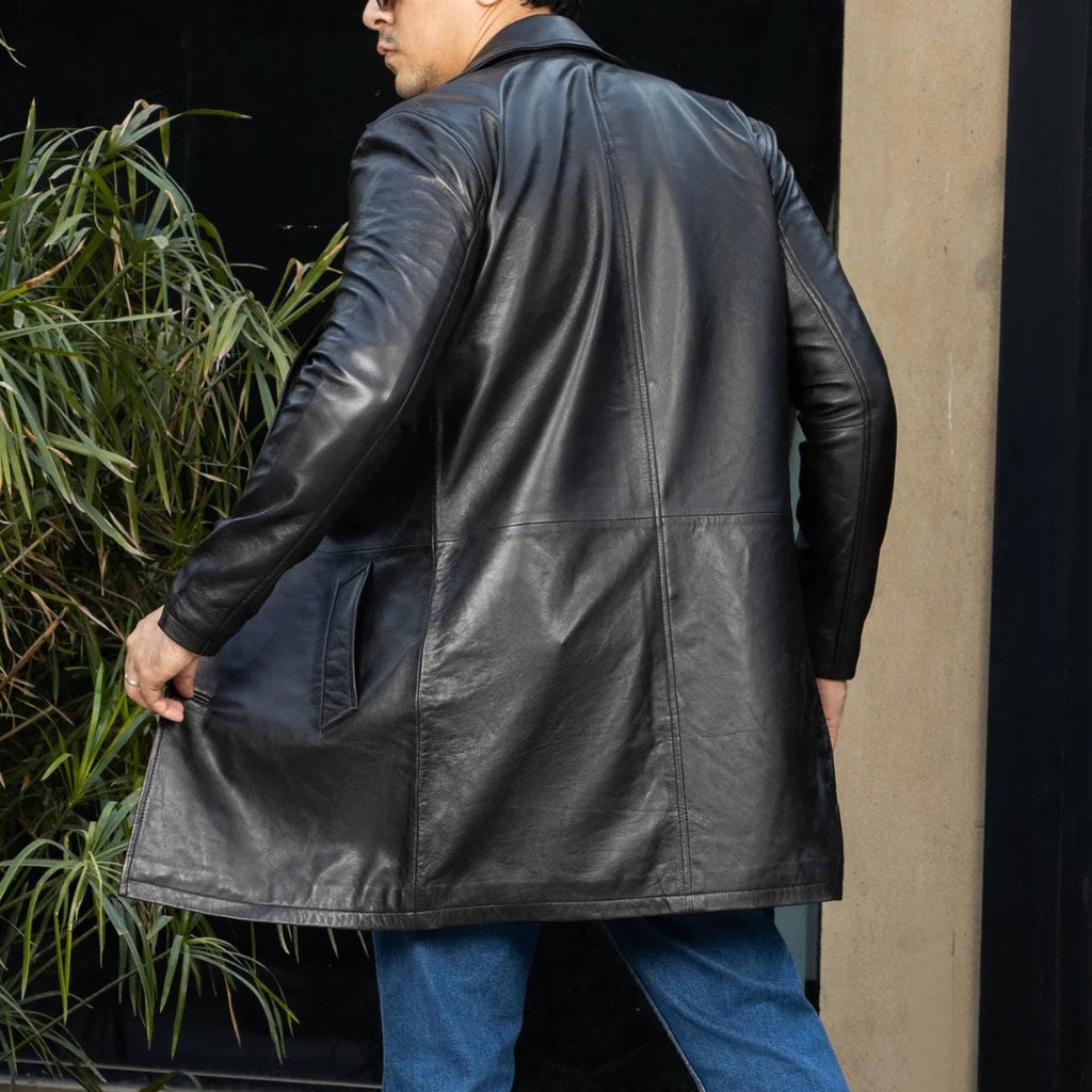 Men's Handmade Leather Black Trench Coat – Tailor Leather