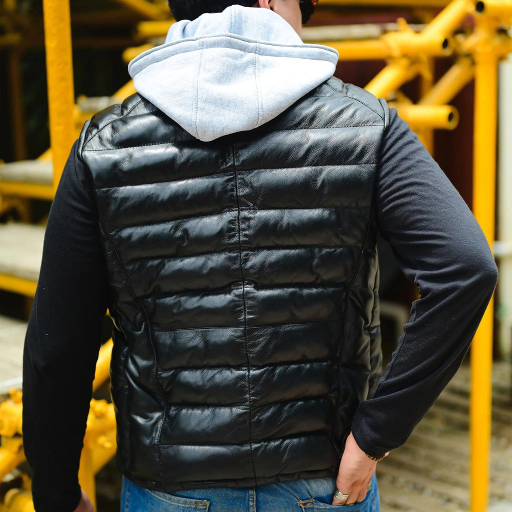 Men's Handmade Lambskin Leather Puffer Vest – Tailor Leather