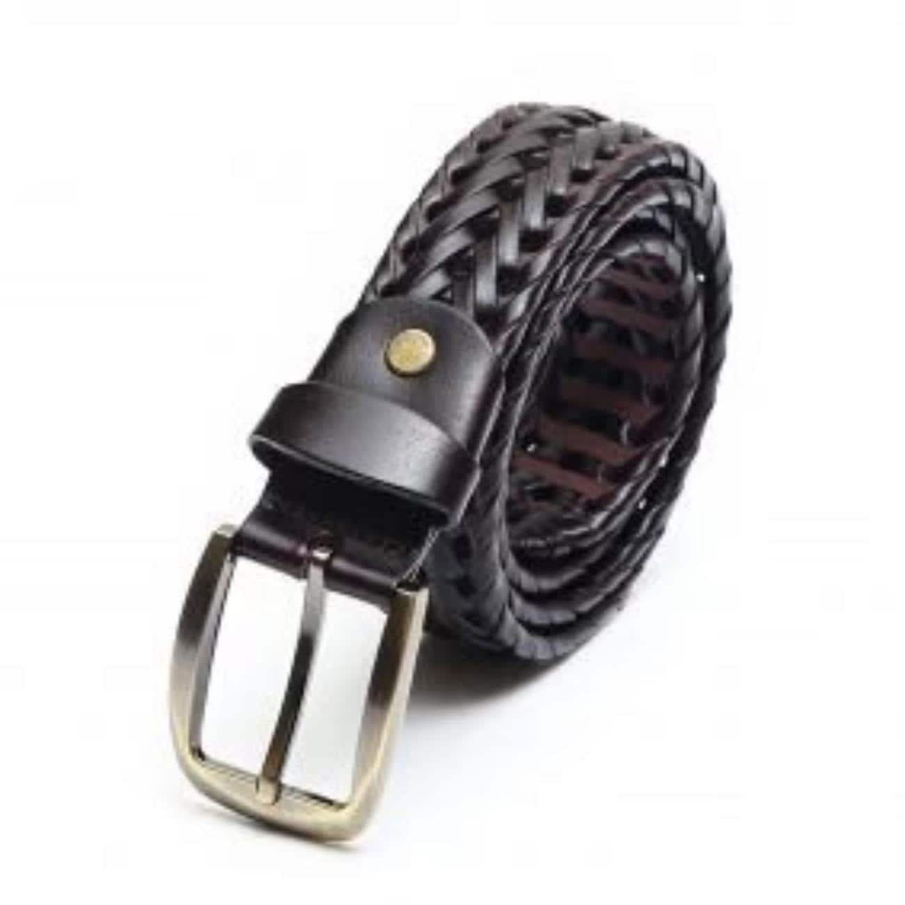 Handmade Braided Leather Belt Set – Black & Brown – Tailor Leather