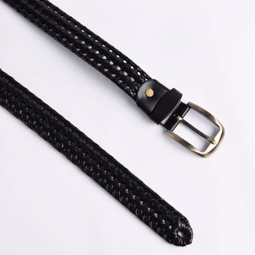 Handmade Braided Leather Belt Set – Black & Brown – Tailor Leather
