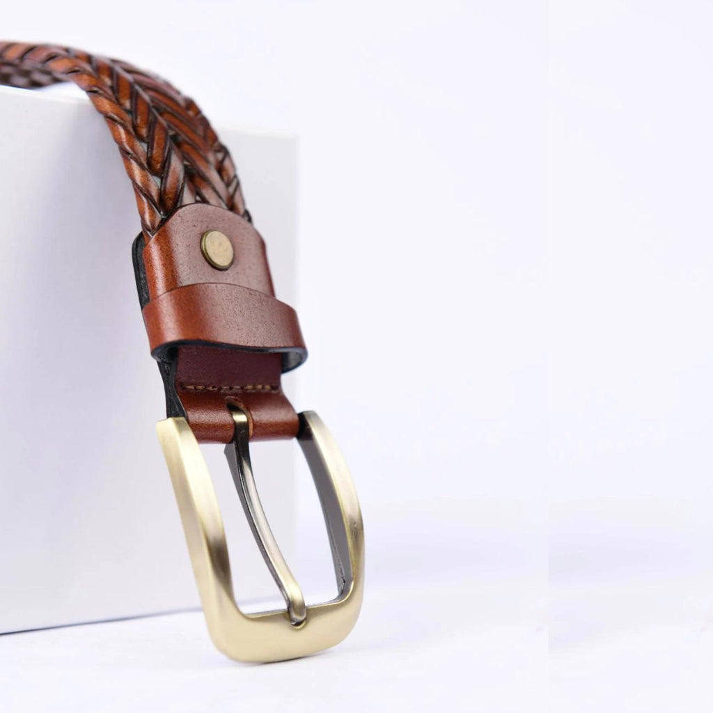 Handmade Braided Leather Belt Set – Black & Brown – Tailor Leather