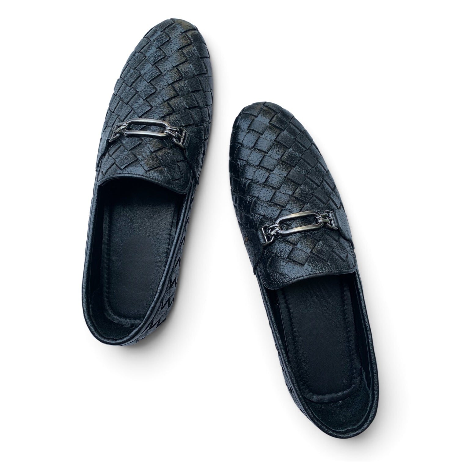 Men's handmade handwoven leather loafers by TAILOR LEATHER, stylish men's shoes with detailed woven leather design.