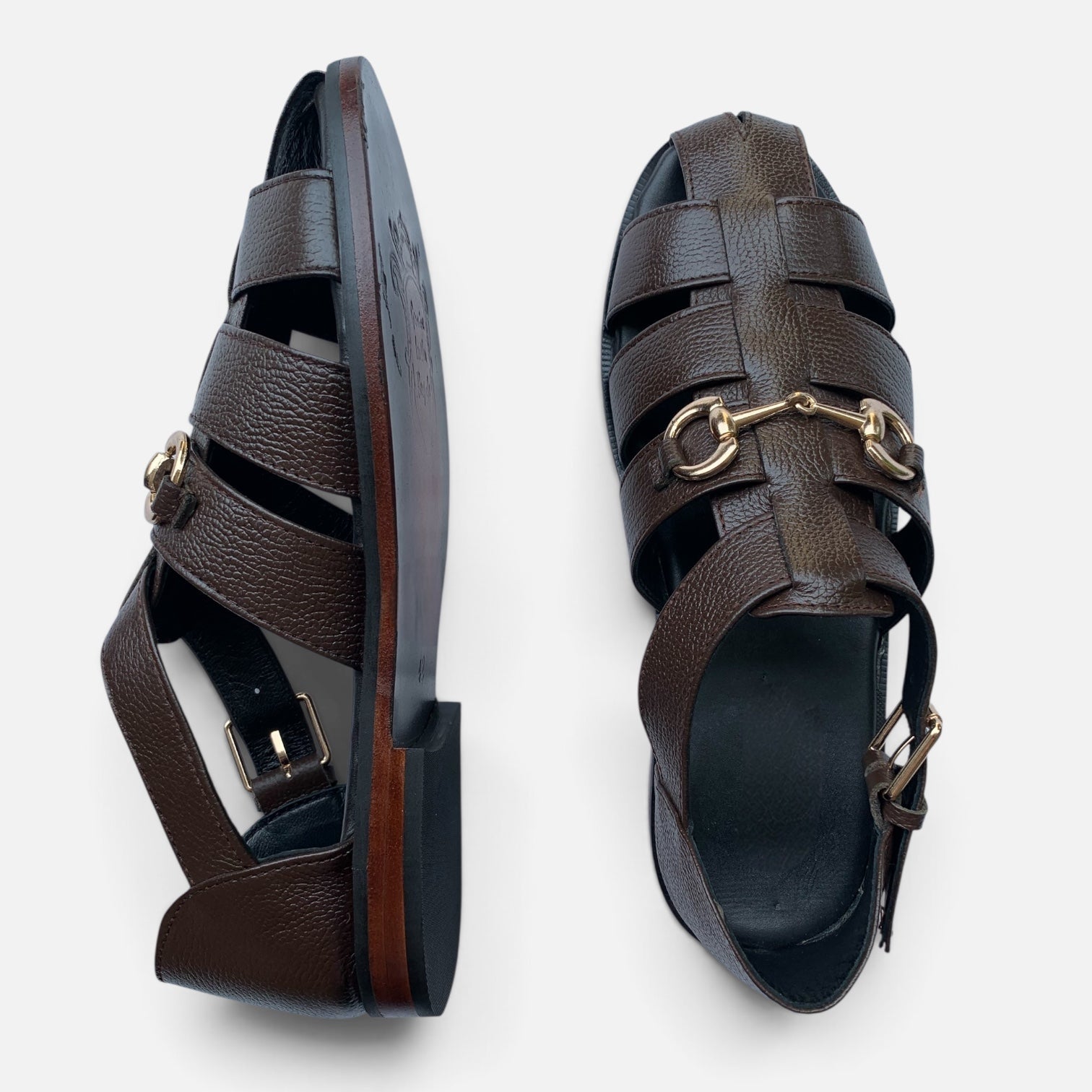 Men's handmade leather fisherman sandals by TAILOR LEATHER featuring sturdy straps and open toe design for casual wear.