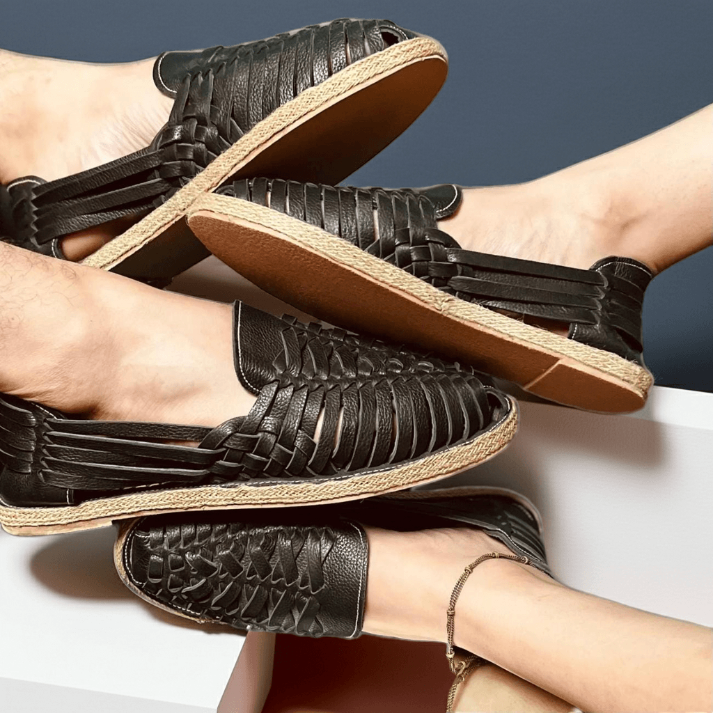 Handmade Black Leather Huarache Sandals – Tailor Leather