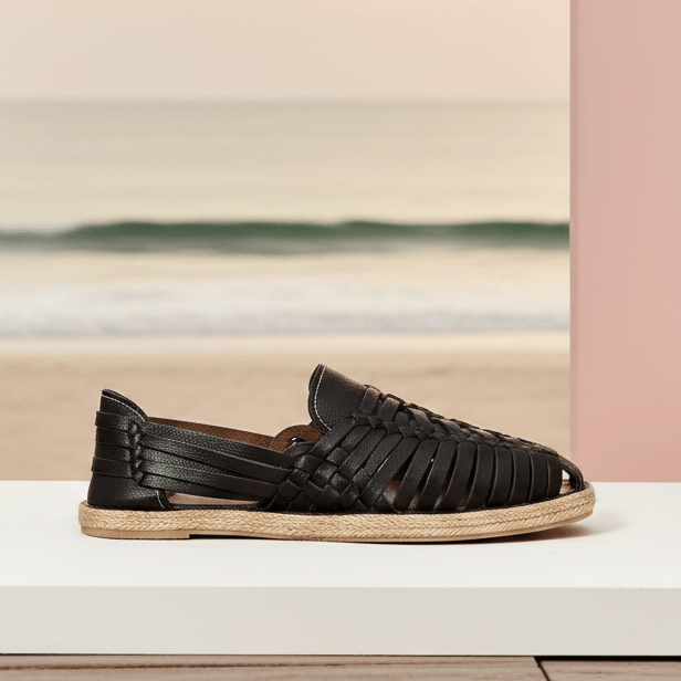 Handmade Black Leather Huarache Sandals – Tailor Leather