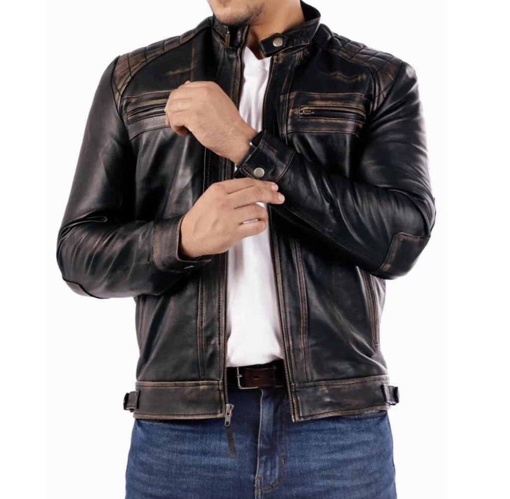 Men's Handmade Lambskin Leather Black Biker Jacket – Tailor Leather