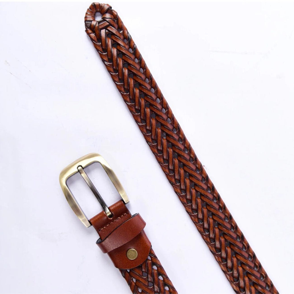 Handmade Braided Leather Belt Set – Black & Brown – Tailor Leather