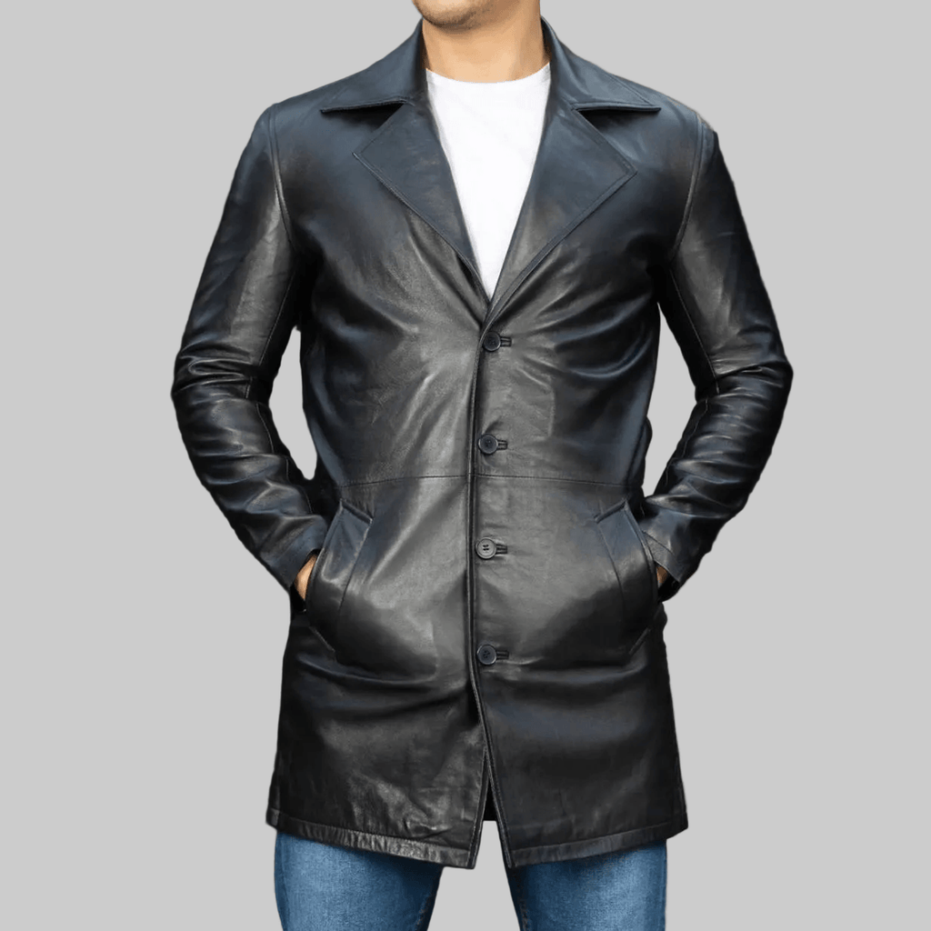 Men's Handmade Leather Black Trench Coat – Tailor Leather