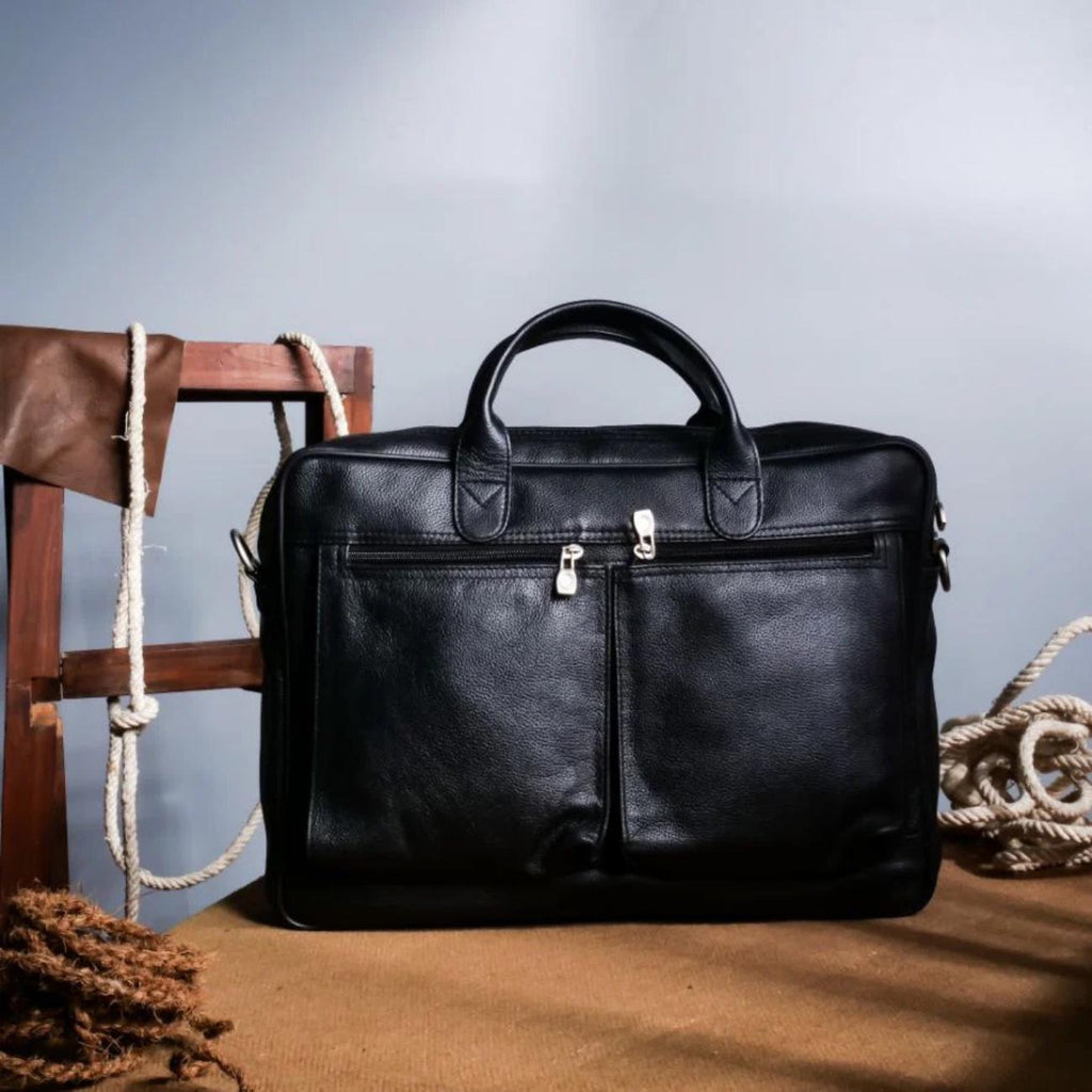 Full-Grain Leather Laptop Briefcase – 15.5" Messenger Bag – Tailor Leather