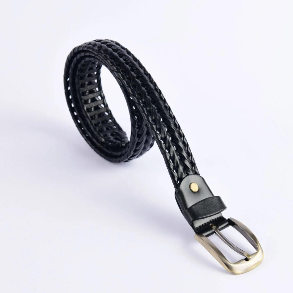 Handmade Braided Leather Belt Set – Black & Brown – Tailor Leather