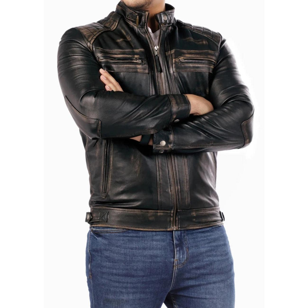 Men's Handmade Lambskin Leather Black Biker Jacket – Tailor Leather