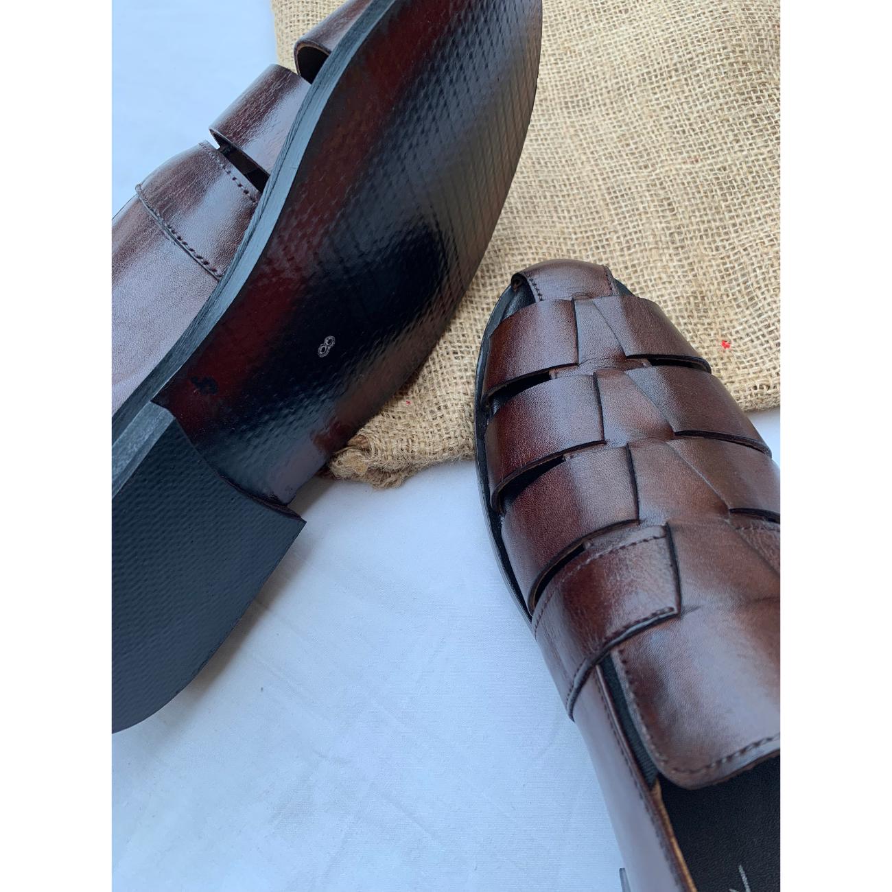 Men's Handmade Brown Genuine Leather Fisherman Sandals – Tailor Leather