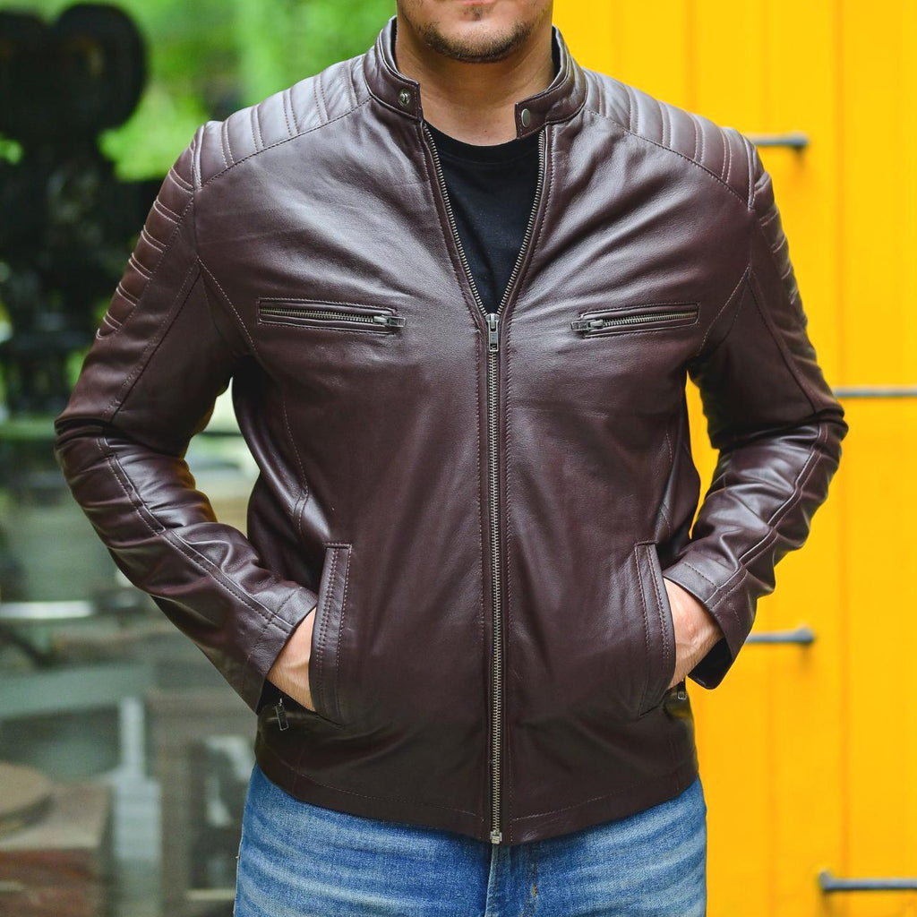 Men's Handmade Lambskin Leather Biker Jacket – Tailor Leather