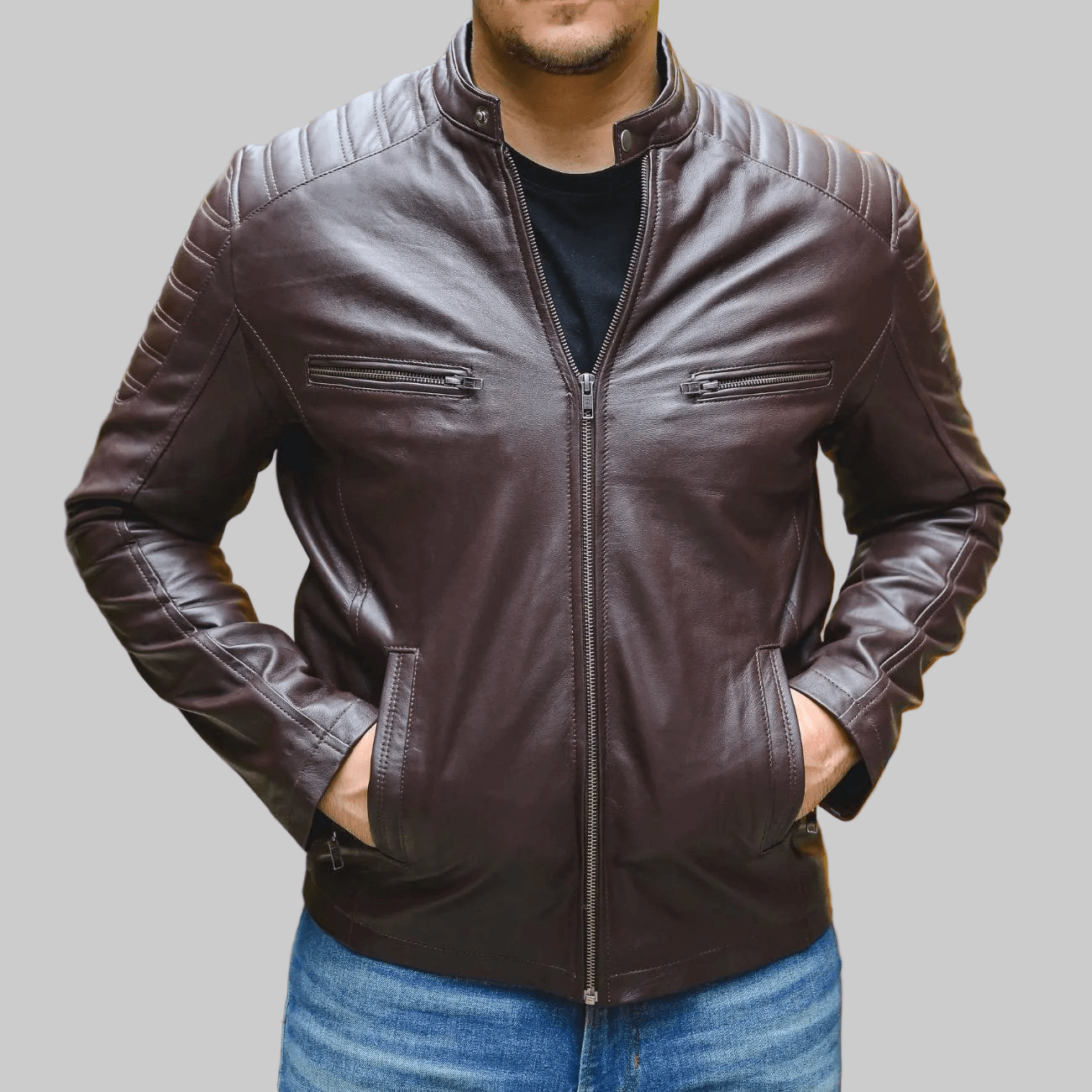 Men's Handmade Lambskin Leather Biker Jacket – Tailor Leather