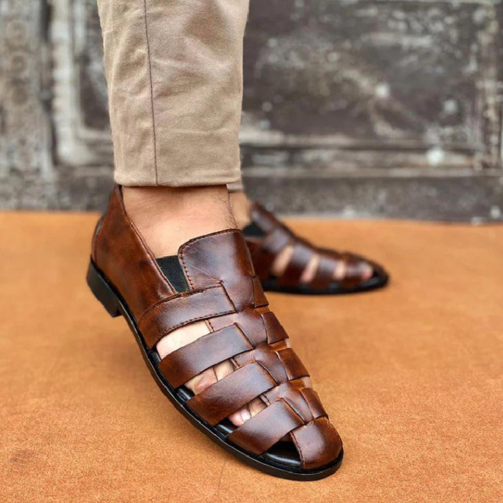 Men's Handmade Brown Genuine Leather Fisherman Sandals – Tailor Leather