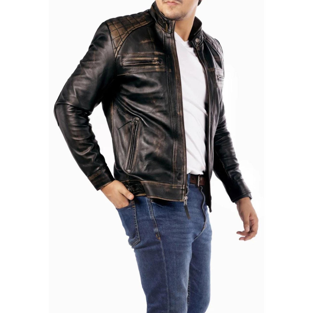 Men's Handmade Lambskin Leather Black Biker Jacket – Tailor Leather