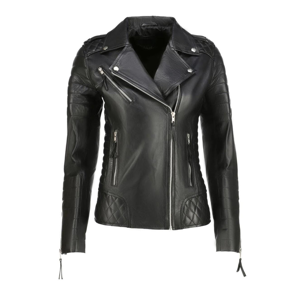 Women's Handmade Lambskin Leather Biker Jacket – Tailor Leather