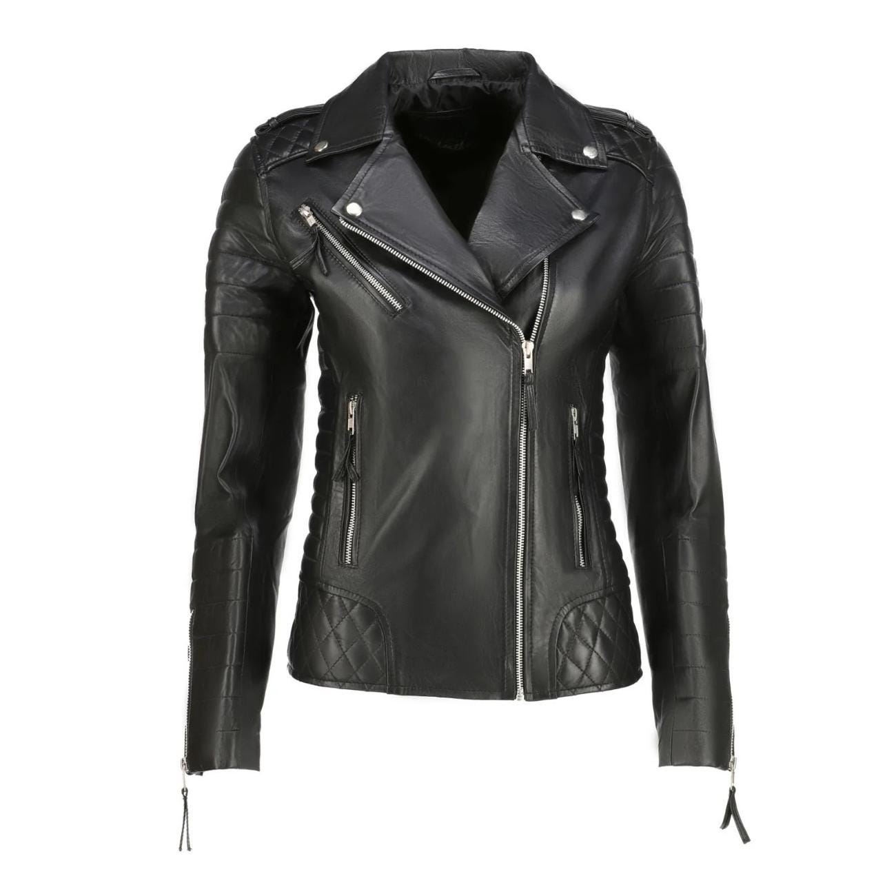 Women's Handmade Lambskin Leather Biker Jacket – Tailor Leather