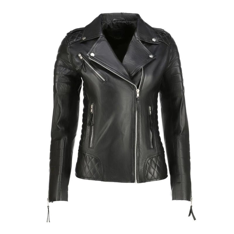 Women's Handmade Lambskin Leather Biker Jacket – Tailor Leather
