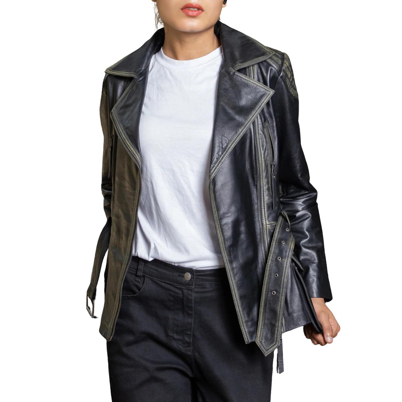 Women's Handmade Lambskin Leather Black Biker Jacket – Tailor Leather