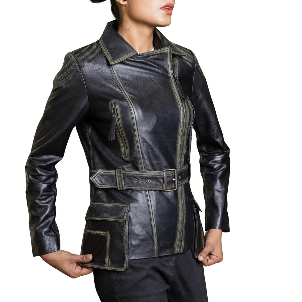 Women's Handmade Lambskin Leather Black Biker Jacket – Tailor Leather