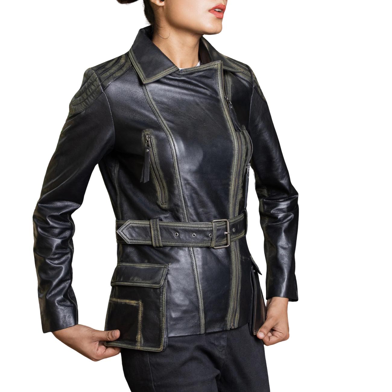 Women's Handmade Lambskin Leather Black Biker Jacket – Tailor Leather