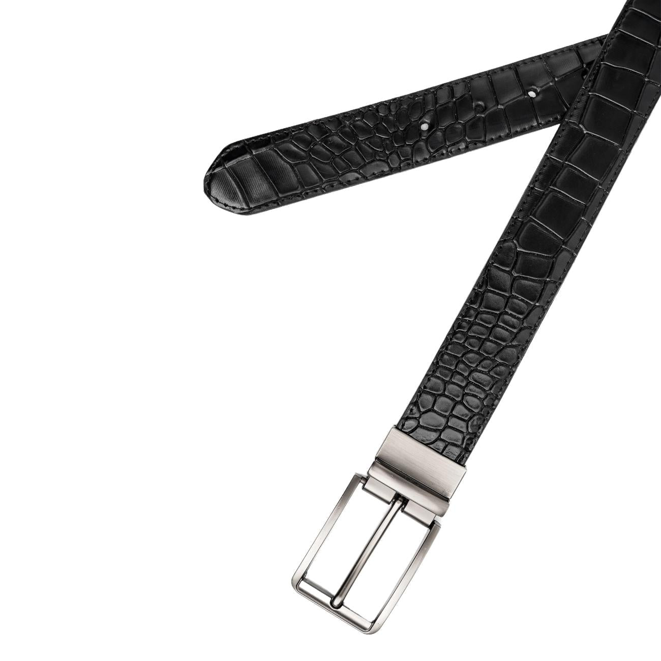 Men's Handmade Reversible Leather Belt – Crocodile Texture – Tailor Leather