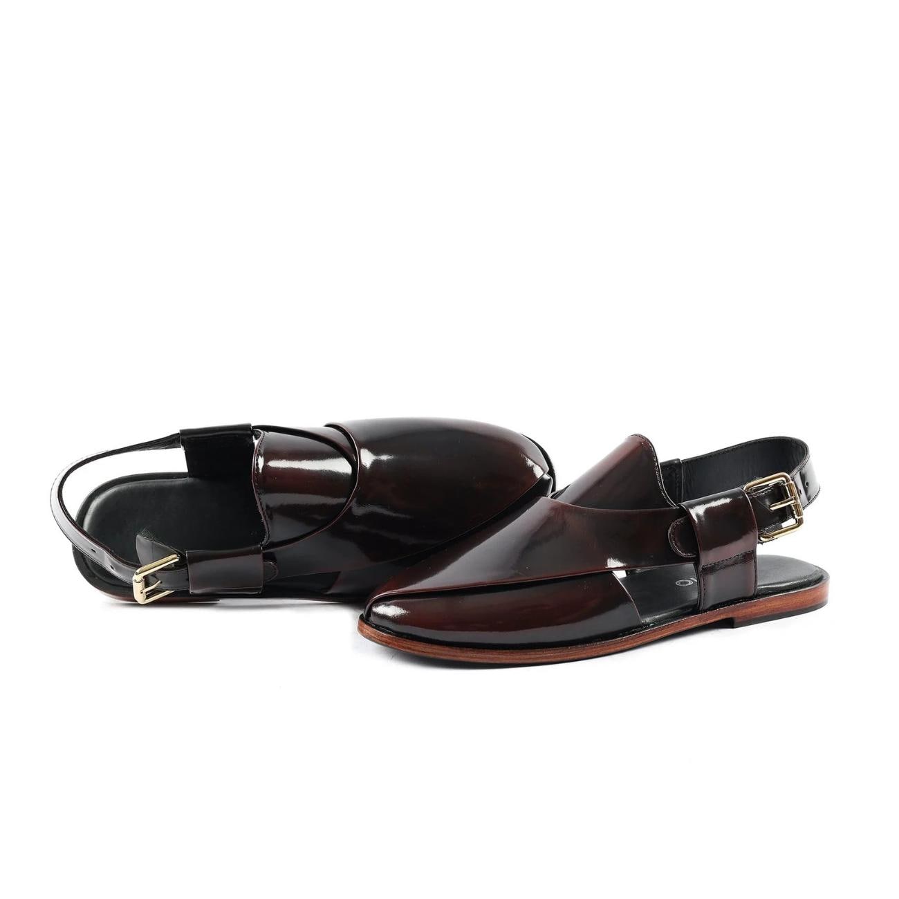 Men's Handmade Black Genuine Leather Peshawari Chappal – Tailor Leather