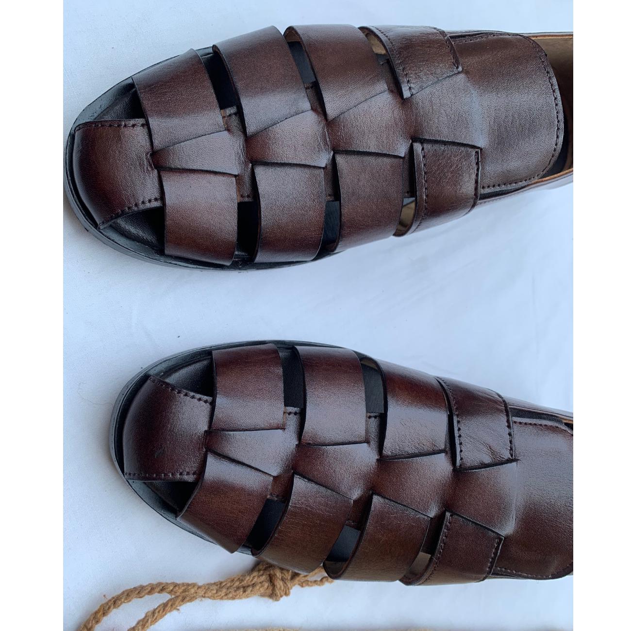 Men's Handmade Brown Genuine Leather Fisherman Sandals – Tailor Leather