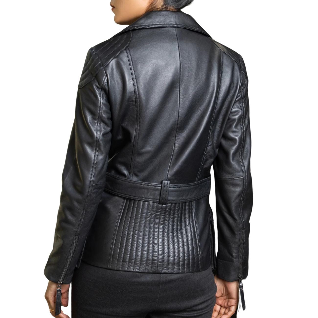 Women's Handmade Lambskin Leather Black Biker Jacket – Tailor Leather