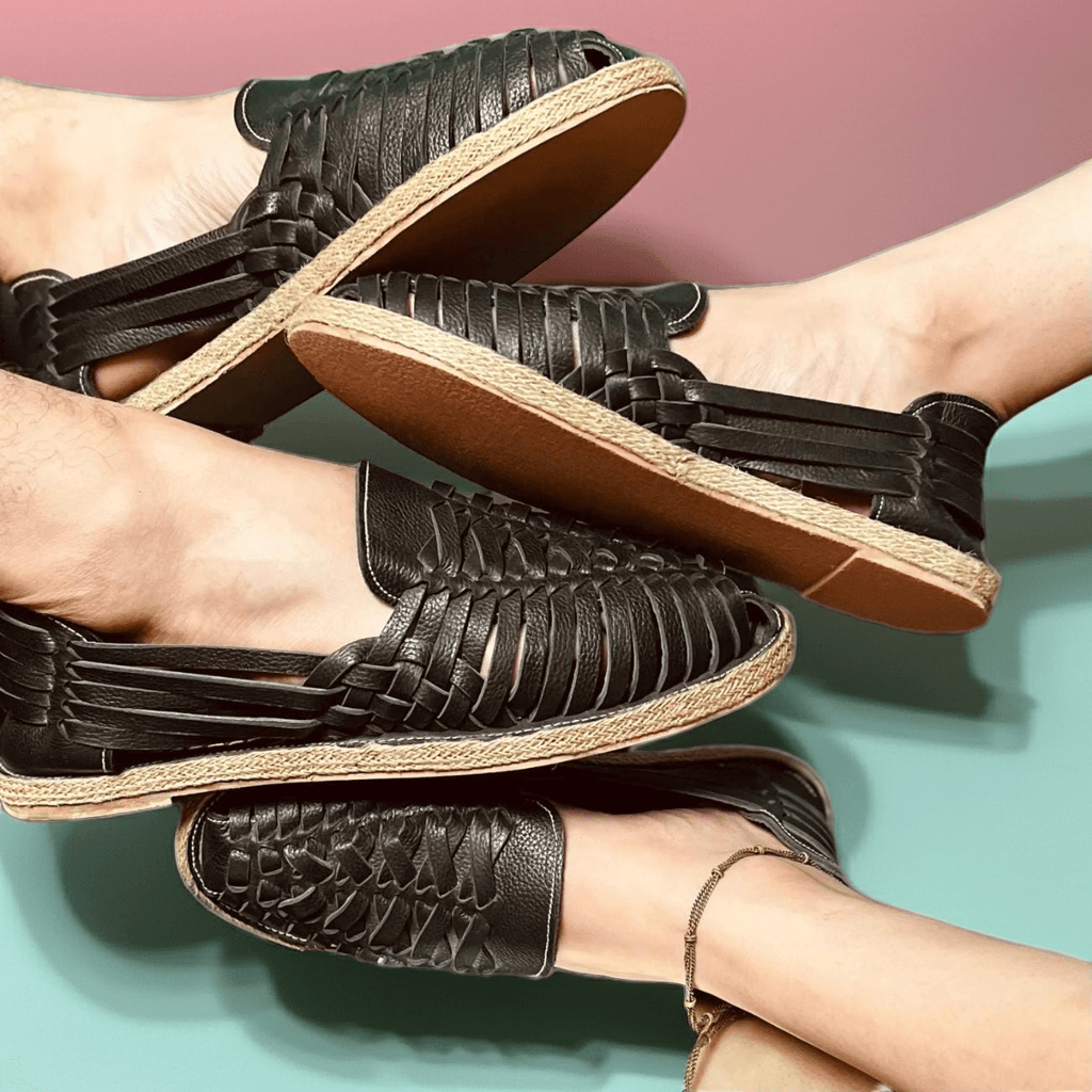 Handmade Black Leather Huarache Sandals – Tailor Leather