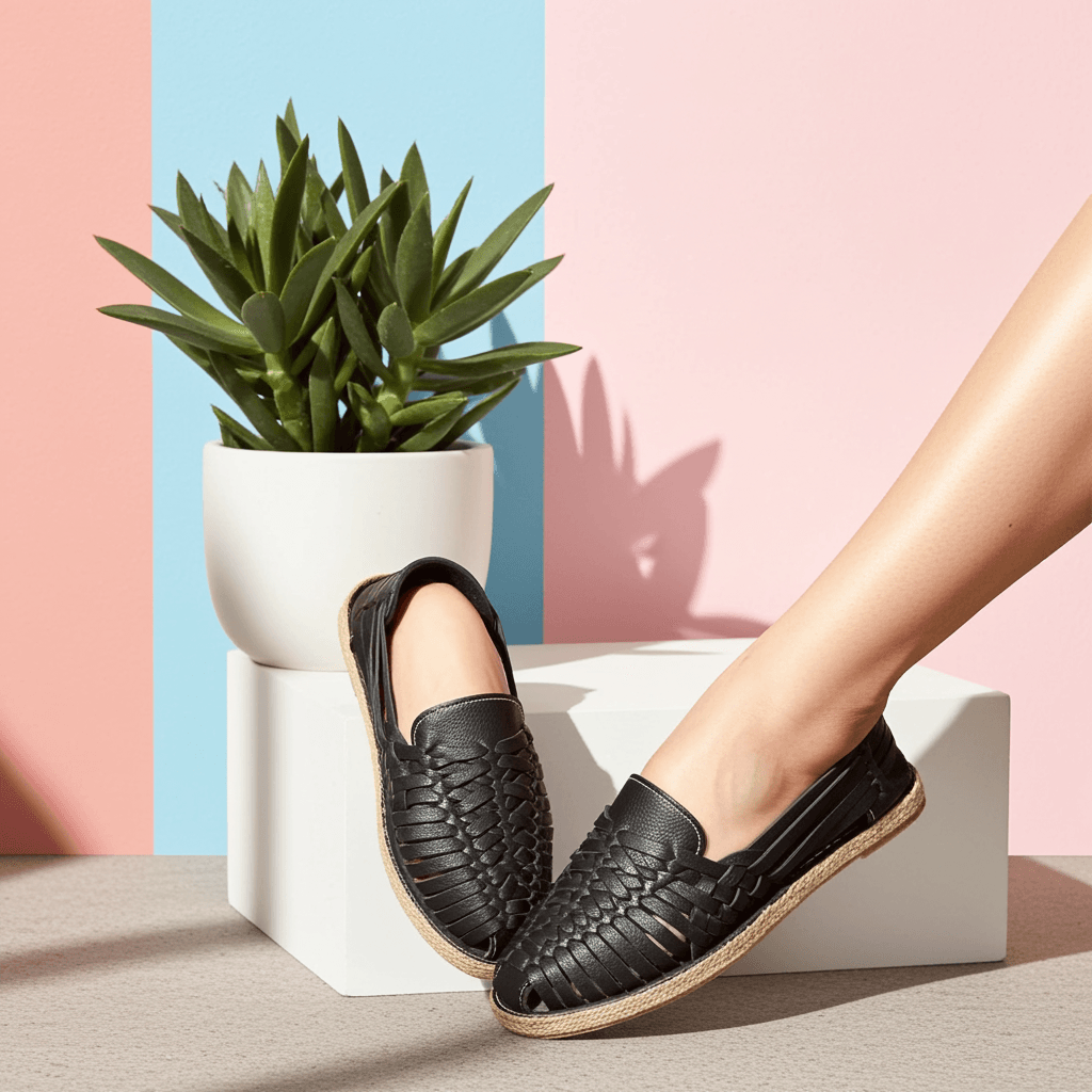 Handmade Black Leather Huarache Sandals – Tailor Leather